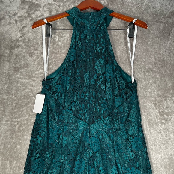 David’s Bridal Allover Lace Green Halter Gown Long Dress  NWT Size 14 - Picture 5 of 10